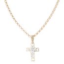 9ct Yellow Gold Cubic Zirconia Cross Pendant and Chain 18"