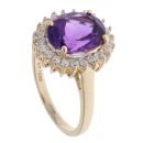 9ct Yellow Gold Amethyst And Cubic Zirconia Cluster Ring
