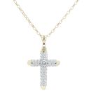 9ct Yellow Gold Cubic Zirconia Cross Pendant And Chain 26"