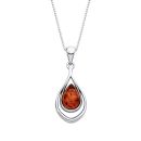 Sterling Silver Baltic Amber Teardrop Pendant Necklace