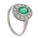 Platinum 0.94ct Emerald and 0.35ct Diamond Cluster Ring