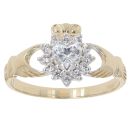 9ct Yellow Gold Cubic Zirconia Claddagh Ring