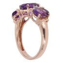 9ct Rose Gold 0.02ct Diamond And Amethyst Three Stone Ring