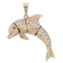 9ct Yellow Gold Multi-Gemstone Dolphin Pendant
