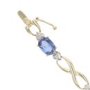 9ct Yellow Gold 0.07ct Diamond And Blue Gemstone Bracelet 7"