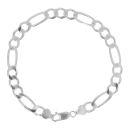 Silver Figaro Bracelet 8" By Icesia