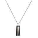 Stainless Steel And Black Bar Pendant And Chain