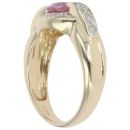 9ct Yellow Gold 0.08ct Diamond and Pink Gemstone Cluster Ring
