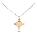 9ct Yellow Gold 1982 Half Sovereign Coin Cross Pendant and Chain 18"