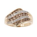 9ct Yellow Gold 0.60ct Brilliant Cut Brown And White Diamond Crossover Ring