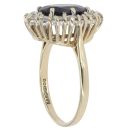 9ct Yellow Gold Cubic Zirconia and Sapphire Cluster Ring