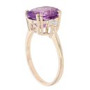 9ct Yellow Gold Amethyst and Cubic Zirconia Ring