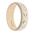 9ct Yellow and White Gold Patterned Wedding Band 5.8mm