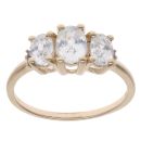 9ct Yellow Gold 0.05ct Diamond And White Sapphire Three Stone Ring