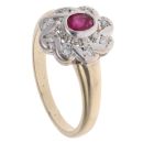 9ct Yellow Gold 0.05ct Diamond And Ruby Cluster Ring