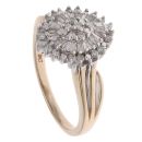 9ct Yellow Gold 0.50ct Brilliant And Baguette Cut Diamond Cluster Ring