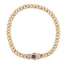 14ct Yellow Gold Monaco Classic Alternate Pave Lock Curb Bracelet 7"