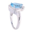 9ct White Gold Blue Topaz and Diamond Pear Dress Ring