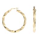 14ct Yellow Gold Greek Key Twist Hoop Earrings