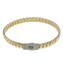 14ct Yellow Gold Monaco Classic Cubic Zirconia Pave Lock Bangle