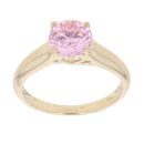 14ct Yellow Gold Pink Cubic Zirconia Single Stone Ring