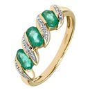 9ct Yellow Gold Diamond and Emerald Dress Ring