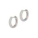 Sterling Silver Triple Row Cubic Zirconia Huggie Hoop Earrings