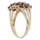 9ct Yellow Gold Garnet Three Row Fancy Ring