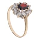 9ct Yellow Gold Cubic Zirconia and Garnet Cluster Ring