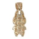 14ct Yellow Gold Brown Gemstone Bunny Pendant