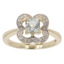 9ct Yellow Gold 0.10ct Diamond and Prasiolite Dress Ring