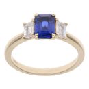 Lab Grown 9ct Yellow Gold 0.50ct Baguette Cut Diamond And Created Sapphire Ring
