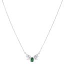 Silver Cubic Zirconia And Blue Gemstone Cluster Pendant And Chain 18" By Icesia