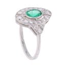 Platinum Emerald and 0.50ct Diamond Ring
