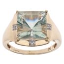 9ct Yellow Gold 0.02ct Diamond And Prasiolite Ring