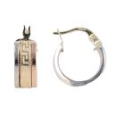 14ct Yellow White and Rose Gold Greek Key Trio Hoop Earrings