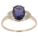 9ct Yellow Gold 0.05ct Diamond and Amethyst Ring