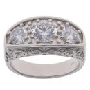 Silver Cubic Zirconia Trilogy Ring By Icesia Gents
