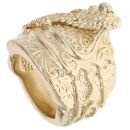 9ct Yellow Gold Patterned Saddle Ring