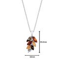 Sterling Silver Baltic Amber Multi Leaf Drop Pendant Necklace