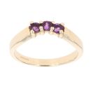 9ct Yellow Gold Three Stone Amethyst Ring