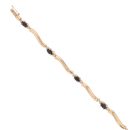 14ct Yellow Gold 0.07ct Diamond And Sapphire Wave Bracelet 7"