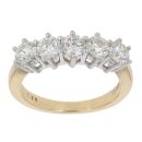 18ct Yellow Gold 1.00ct Brilliant Cut Diamond Five Stone Ring