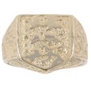 9ct Yellow Gold Three Lions Shield Signet Ring