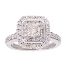 9ct White Gold 1.25ct Diamond Cluster Ring