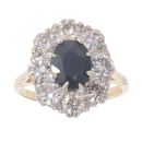 18ct Yellow Gold 2.25ct Diamond and Sapphire Cluster Ring