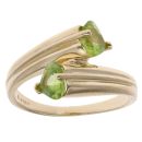 14ct Yellow Gold Peridot Two Stone Twist Ring