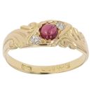 18ct Yellow Gold 0.05ct Diamond and Ruby Ring
