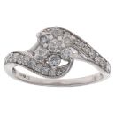 9ct White Gold 0.62ct Brilliant Cut Diamond Cluster Ring