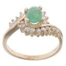 9ct Yellow Gold Jade And Cubic Zirconia Ring